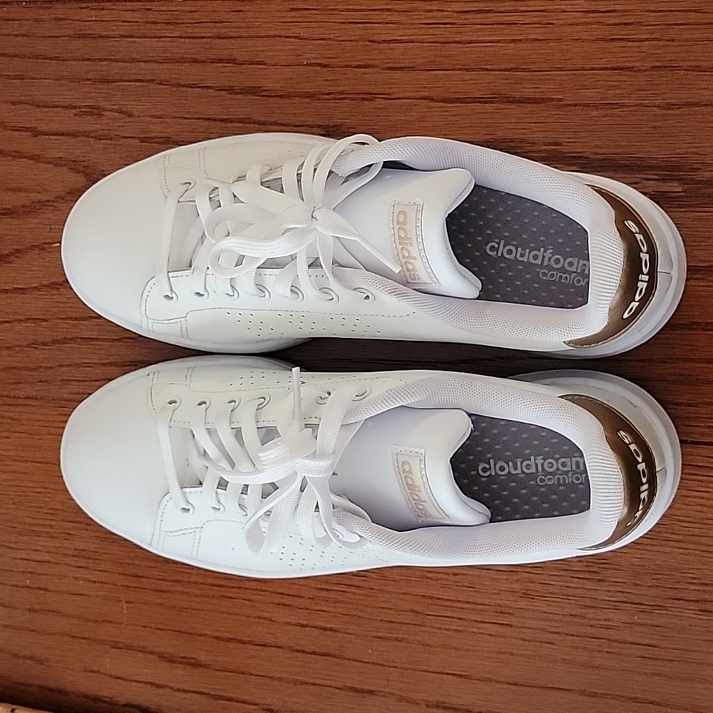 Adidas Advantage White Leather Sneakers Size 9.5
